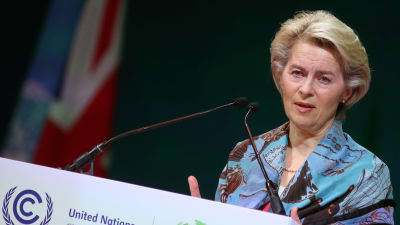 Eu-kommissionens ordförande Ursula von der Leyen talar inför FN:s klimatmöte.