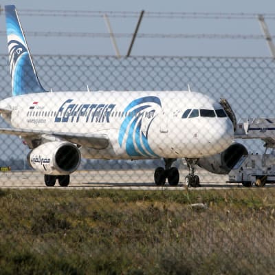 Det kapade planet på flygplatsen i Larnaca.