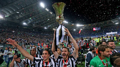 Juventus-spelarna fick fira cupsegern i Rom.