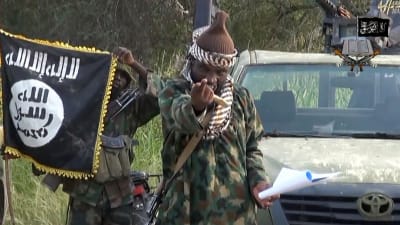 Den här bilden på Abubakar Shekau är tagen från en video som Boko Haram publicerade i oktober 2014.