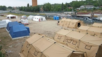 Temporära tält för flyktingar i Rom sommaren 2015.
