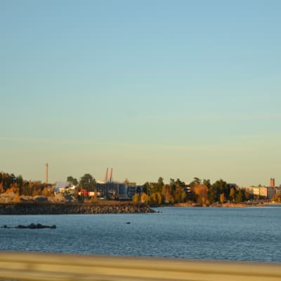 Vy över Vasa stad tagen från Myrgrundsbron.