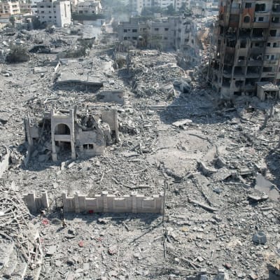Raserade byggnader på Gazaremsan 