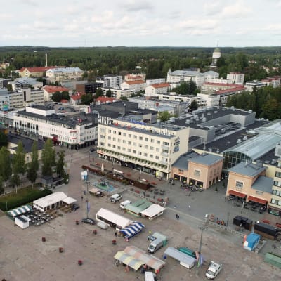 Ilmakuva Mikkelin keskustasta syyskuussa 2020.