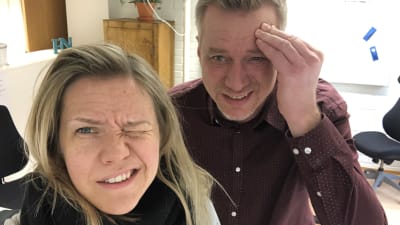 Sonja Kailassaari och Mårten Svartström har huvudvärk av kaffebrist