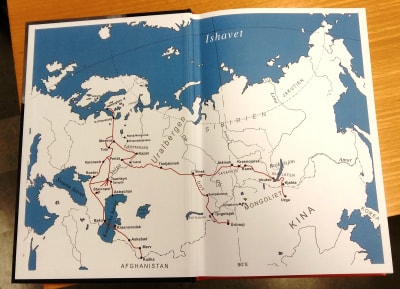 Karta över Gustaf John Ramstedts forskningsresor i Asien 1898-1905.