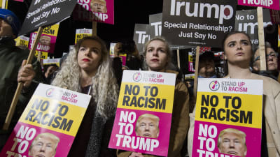 En anti-Trump demonstration i London i samband med Donald Trumps installation i januari 2017.