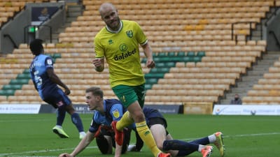 Teemu Pukki höjer näven efter att ha nätat.