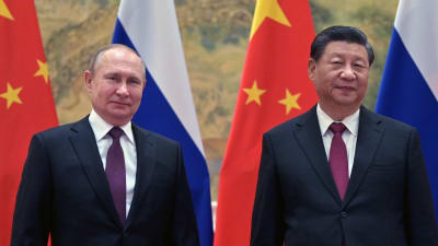 Rysslands president Vladimir Putin och Kinas president Xi Jinping i Peking den 4 februari 2022.