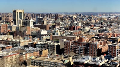Utsikt från International House, Columbia University över höghus i New York