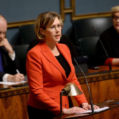 Tuula Haatainen (SDP) inledde riksdagsdebatten om sexuella trakasserier.