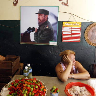 Bild av Fidel Castro på en vägg