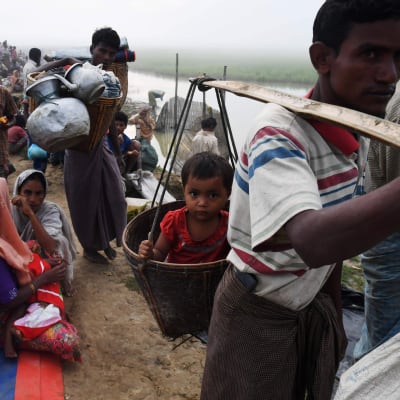 Rohingyer som flytt från Burma till "ingenmansland" vid Bangladesh gräns 