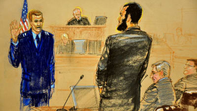 Sketch från Omar Khars rättegång.