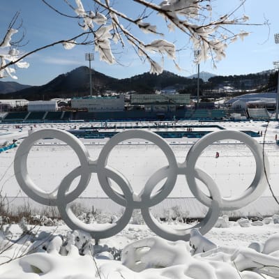 Olympiska ringarna med snö