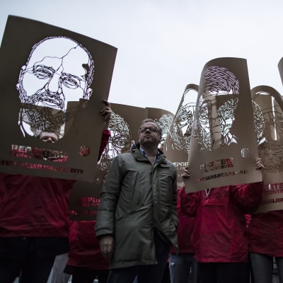 Reportrar utan gränser demonstrerade nyligen i Paris i protest mot press- och yttrandefriheten i Turkiet
