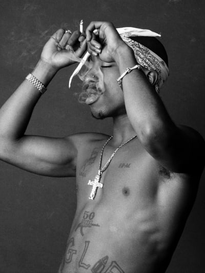 Bild på rapparen Tupac. 