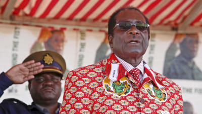 Mugabe under sin sista valkampanj i Zimbabwe juni 2008.
