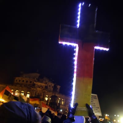 Pegida-demonstration mot invandring i Dresden 22 december 2014