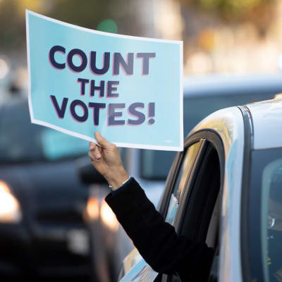 Demonstranter nära Vita huset i Washington den 5 november kräver att rösterna ska räknas.