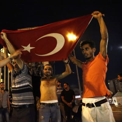 President Erdogans anhängare protesterar på Istanbuls gator.
