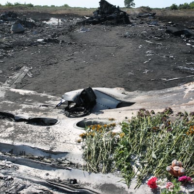 Rester efter flygplanskatastrofen i Ukraina juli 2014.