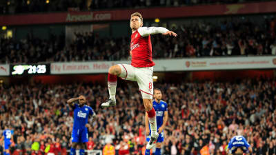 Aaron Ramsey jublar efter sin 3–3-kvittering.