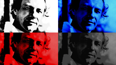 Warhol-inspirerat kollage i flera färger av porträtt av Yrjö von Grönhagen.