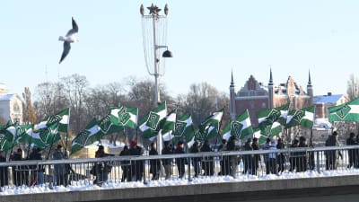 Nordiska motståndsrörelsen marcherar i Stockholm 12.11.2016