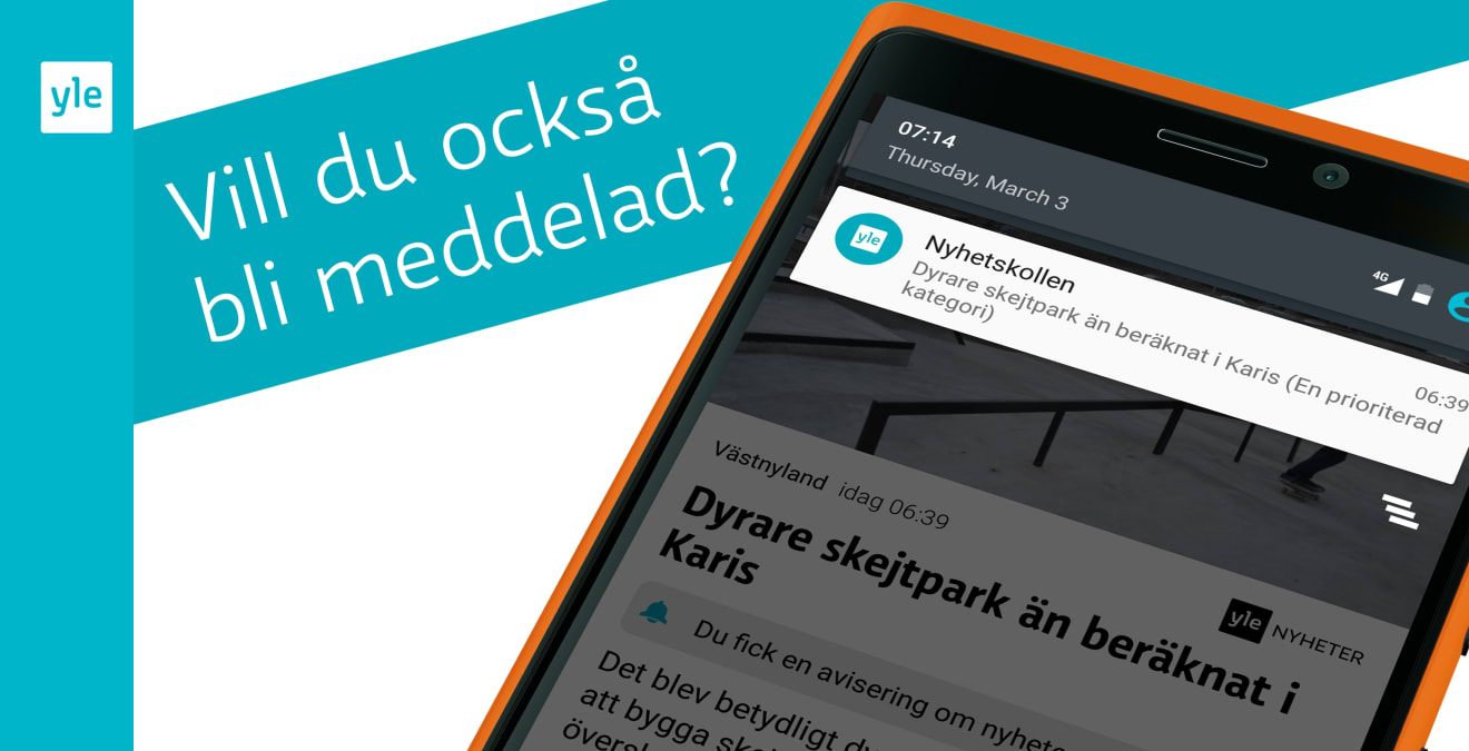 Få lokala nyheter i din mobil! Inrikes svenska.yle.fi