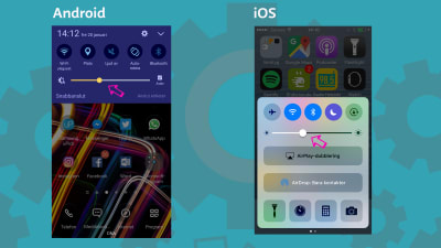 Skärmdumpar från Android och iOS-mobiltelefoner.
