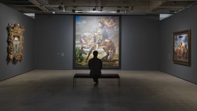 Michael Jackson på hästryggen av Kehinde Wiley - parafras på Rubens berömda målning av kung Filip ll av Spanien