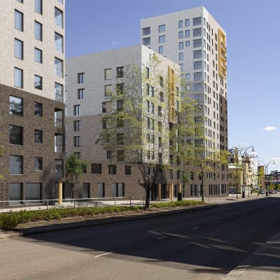 Havainnekuva Jyväskylän Kalevankadulle tulevasta rakentamisesta. 