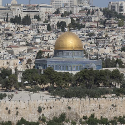 Al-Aqsamoskén mitt uppe på Tempelberget i Jerusalem 14.7.2017