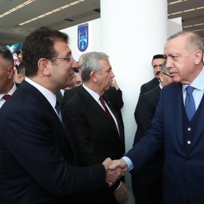 Istanbulin pormestari Ekrem Imamoglu ja presidentti Recep Tayyip Erdogan tapasivat Istanbulissa tammikuussa 2020.