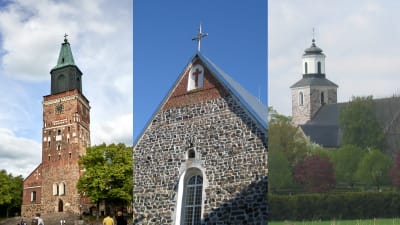 Åbo domkyrka, Pargas kyrka och Kimito Kyrka.
