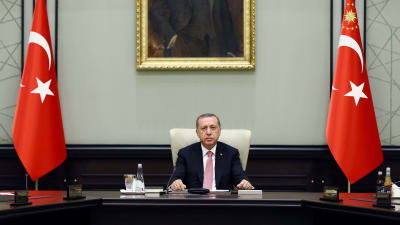President Recep Tayyip Erdoğan leder det turkiska säkerhetsrådets möte i Ankara.