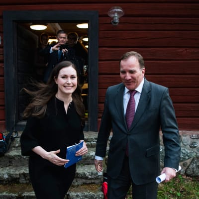 Sanna Marin och Stefan Löfven på Harpsund tidigare i år