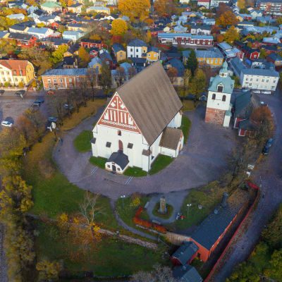 Flygbild över Borgå domkyrka