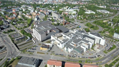 En fygbild över det nya sjukhusområdet i Åbo