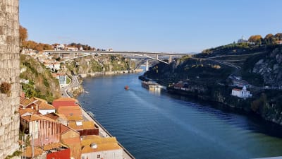 Floden Douro flyter genom Porto.