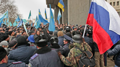 Demonstration i Simferopol på Krim år 2014