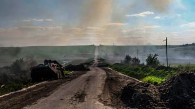 Vägen mellan  Sievjerodonetsk and Kramatorsk.
