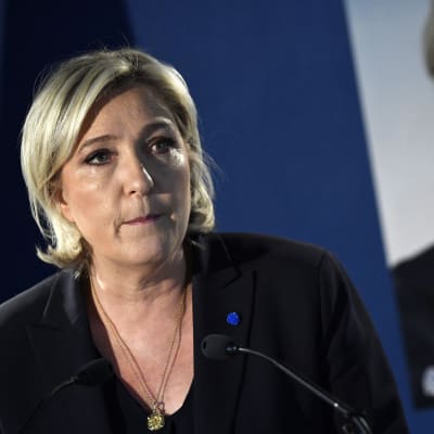 Marine Le Pen höll en presskonferens i Paris på fredagen, dagen efter Parisattacken.