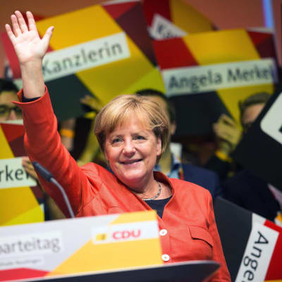 Tysklands förbundskansler Angela Merkel talade i den tyska staden Reutlingen den 9 september 2017.