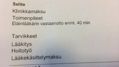 Olika moment på prislista