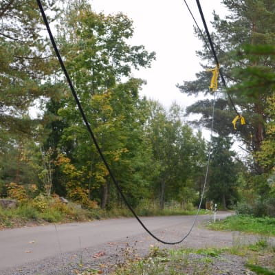 elkablar efter storm i augusti 2017 i Sibbo