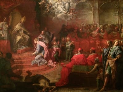 Angelo Trevisani: Allegori över drottning Kristinas underkastelse inför katolska kyrkan och påven Alexander VII