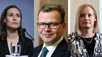 Sanna Marin, Petteri Orpo, Riikka Purra.