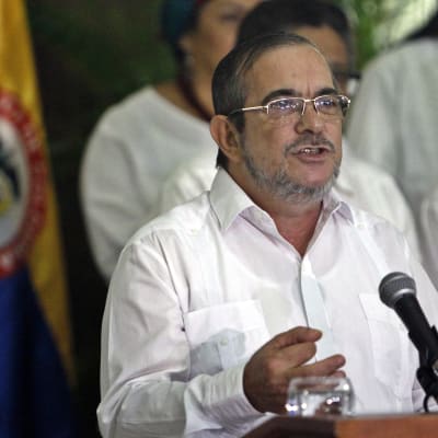Rebellkommendören Rodrigo Londono Echeverri, alias Timochenko, utlyste vapenvilan i Kubas huvudstad havana efter fyra år av fredsförhandlingar